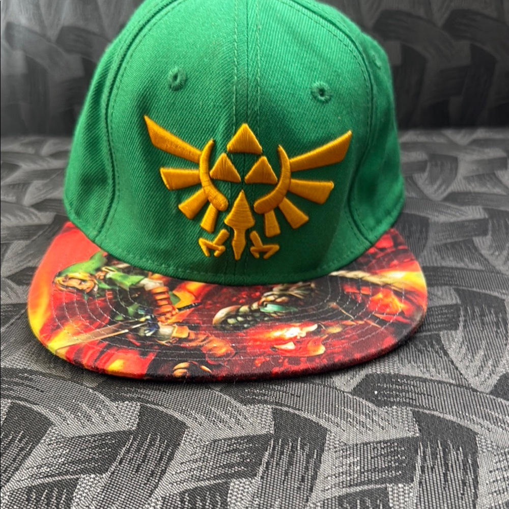 Green Zelda Cap with Colorful Brim